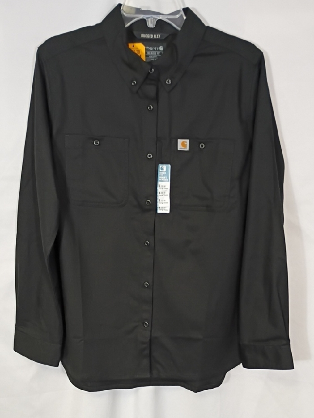 NWT Carhartt Black Rugged Pro Relaxed Fit Long Sleeve Button Down Women Sz Large